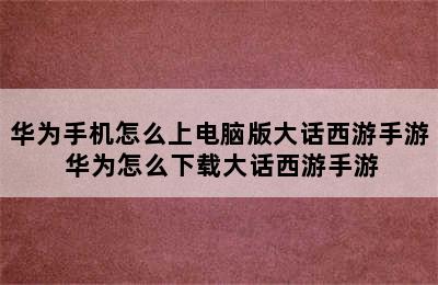 华为手机怎么上电脑版大话西游手游 华为怎么下载大话西游手游